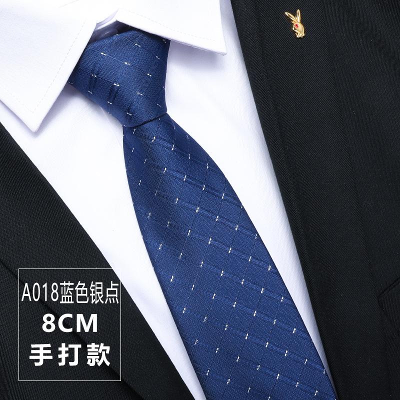 Men'S Business Banquet Tie Formal Wedding Groom Dark Blue Striped Hand Pattern Fashion Tie 8Cm