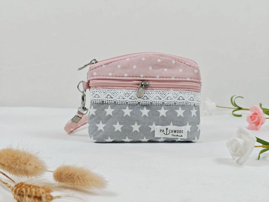 Pastoral Lace Cotton Women's Double-Zip Coin Purse & Key Holder