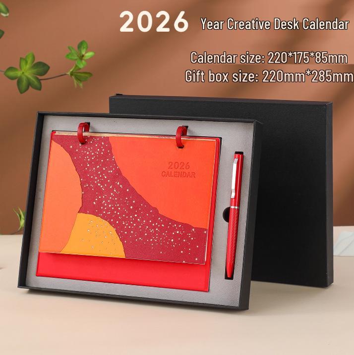 2026 Year of the Horse Leather Desk Calendar: Customizable High-End Planner & Desktop Ornament