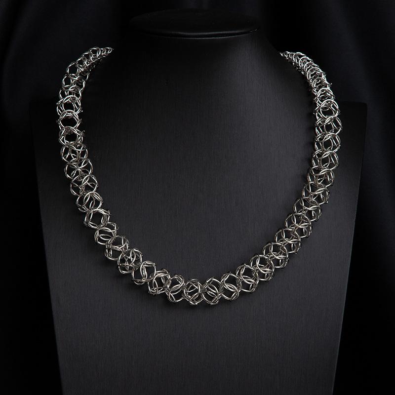 Necklace Geometric Round Splicing Personalized Necklace Exaggerated Wind Metal Tassel Clavicle Chain