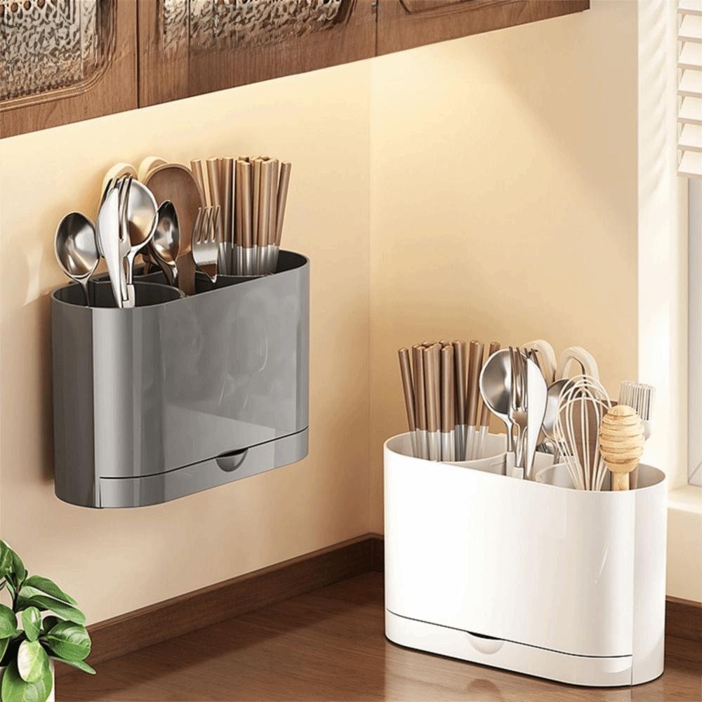 Drainage Hanging Chopsticks Cage with Water Tray Kitchen Utensil Holder Chopstick Drain Box