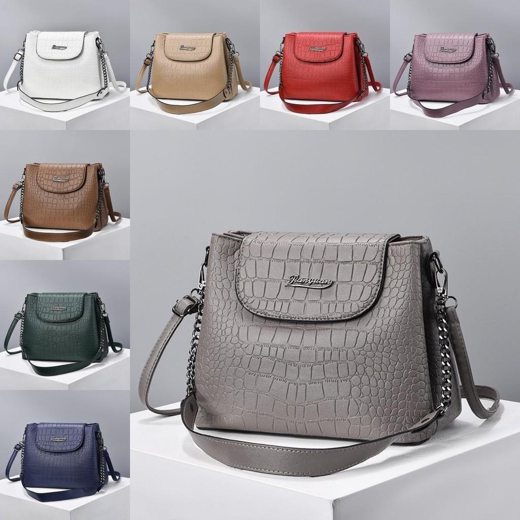Trendy Fashion Shoulder Bag For Women 2023 New Pu Material Crocodile Pattern Large Square Bag Black White Red