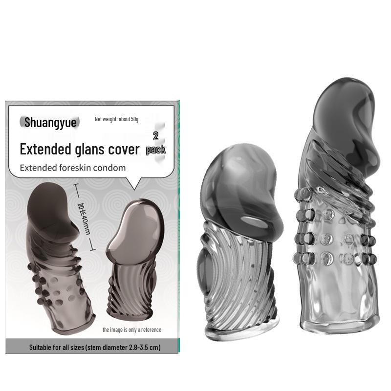 Bardzo długi przezroczysty pokrowiec na żołądź i pierścień opóźniający dla mężczyzn: Wzmacnianie Męskości i Pogrubianie Zabawka Seksualna