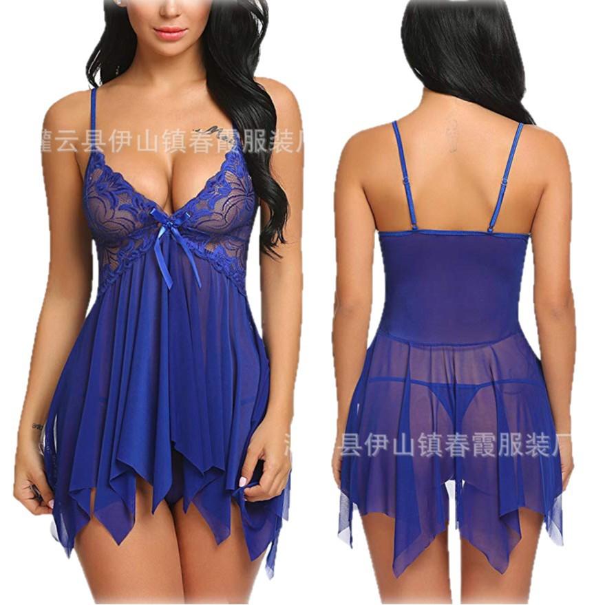 Summer female lace mesh sexy lingerie set temptation suspender pajamas