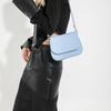 Trendy Saddle Shoulder Bag Women PU Leather Crossbody Bag Simple Solid Color Flap Messenger Bag
