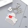 Cute Bow Cat Keychain Acetic Acid Animals Bag Pendant Creative Acetate Comb Pendant  Backpack Decor