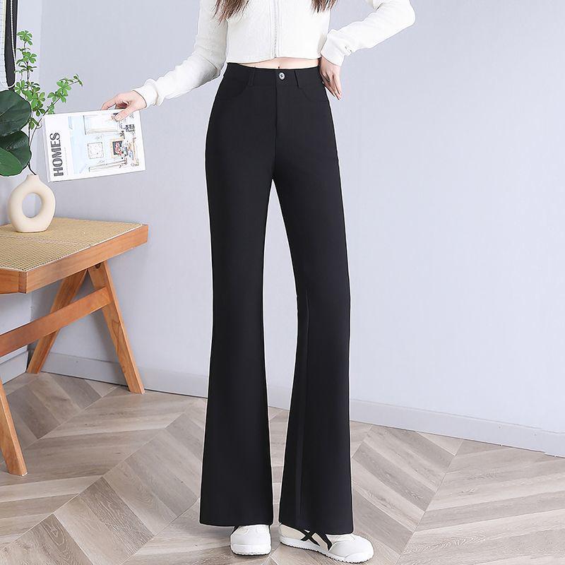 High Waist Slimming Micro Flare Pants Suit 2025 - Petite Elastic Casual Slim Fit for Spring/Autumn