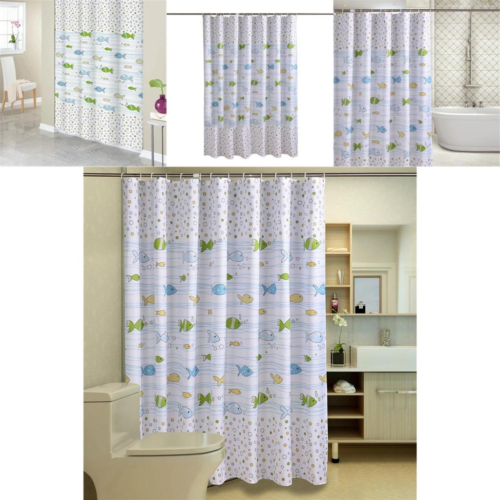 Thickened Fish Waterproof Antimildew Bathroom Curtain Cartoon Shower Partition