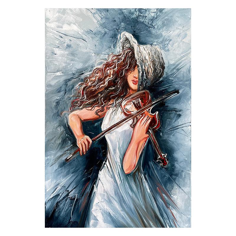 

Девушка-музыкант, музыкальный инструмент, картина маслом, печать на холсте, современный настенный художественный постер, красочные фотографии для комнаты, домашний декор 40x50cm No Framed