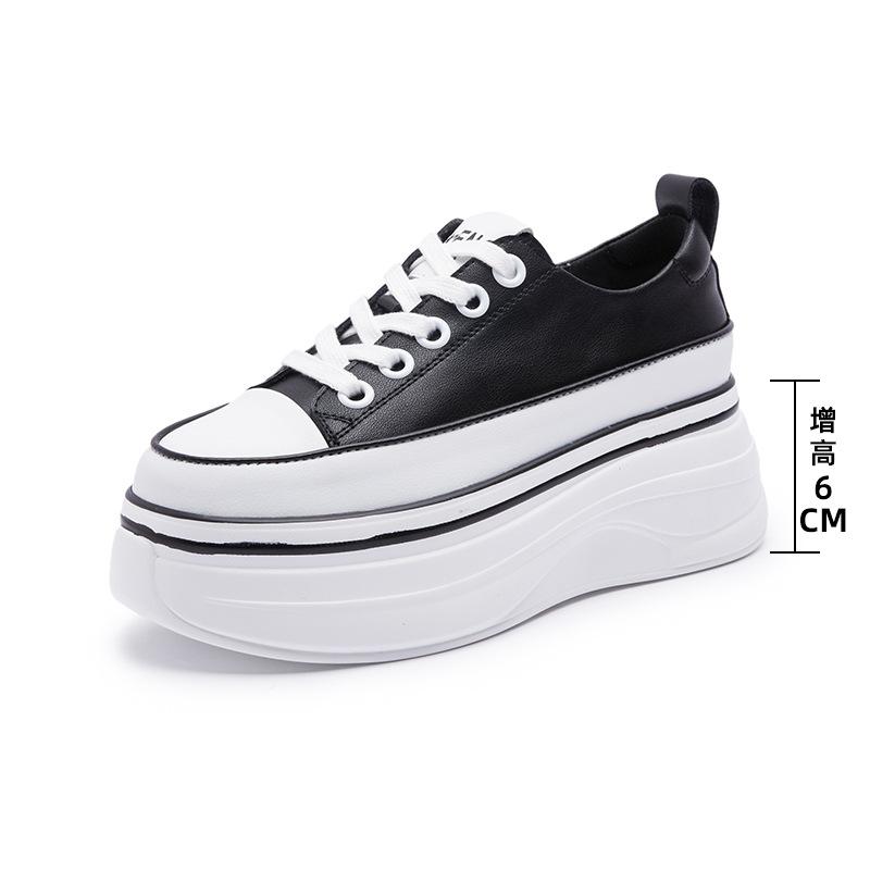 

Туфли женские, новые кожаные туфли на платформе на толстой подошве с внутренней стороны, дышащие универсальные повседневные белые туфли для женщин 39 чёрный