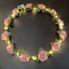 Romantic Glowing Wreath LED Light Rose Flowers Hairband Headpiece Wedding Party Girl Birthday Favor Luminous Hair Garland