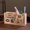 Solid Wood Multifunctional Desktop Pen Holder & Calendar - Decorative Office Storage Box.