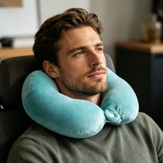 U-Shaped Pillow with Removable Cover, Neck Support Pillow for Travel Office Home, Lumbar Nap Cushion, Leg Lift Cushion, Cervical Relief Headrest