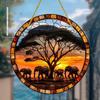 Sunset & Elephant Tree Hang Sign, Nurseries, Vintage Home Decor Wall for Bar Kitchen, Restaurant Shop Wall Decor, Farmhouse Lake Life Decor for Bedro