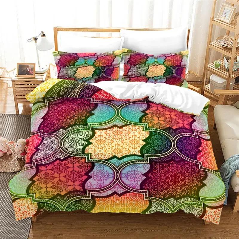 Comforter Mandala Floral Bohemian Flowers Bedding Set Microfiber Exotic Geometric Twin Full For Kids Adults Decor