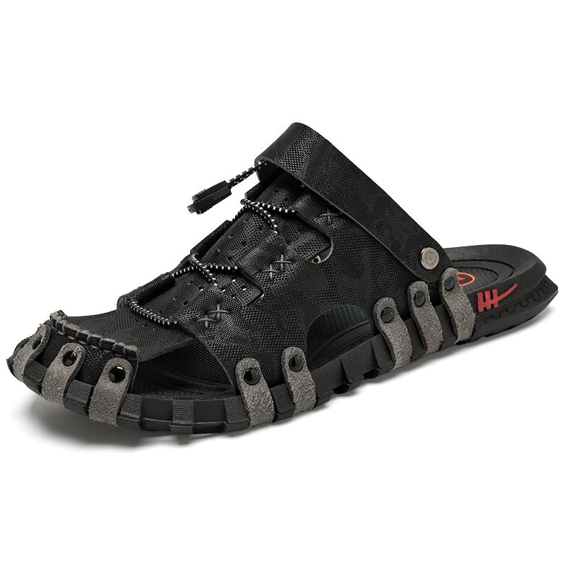 39-46 Summer Men Summer New Breathable Thick Sole Slippers, Non Slip Wear Resistant Closed Toe Beach Sandals, Couple Casual Hole Shoes