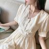 Elegant French Niche 2026 V-Neck Slimming A-Line Chiffon Dress for Women