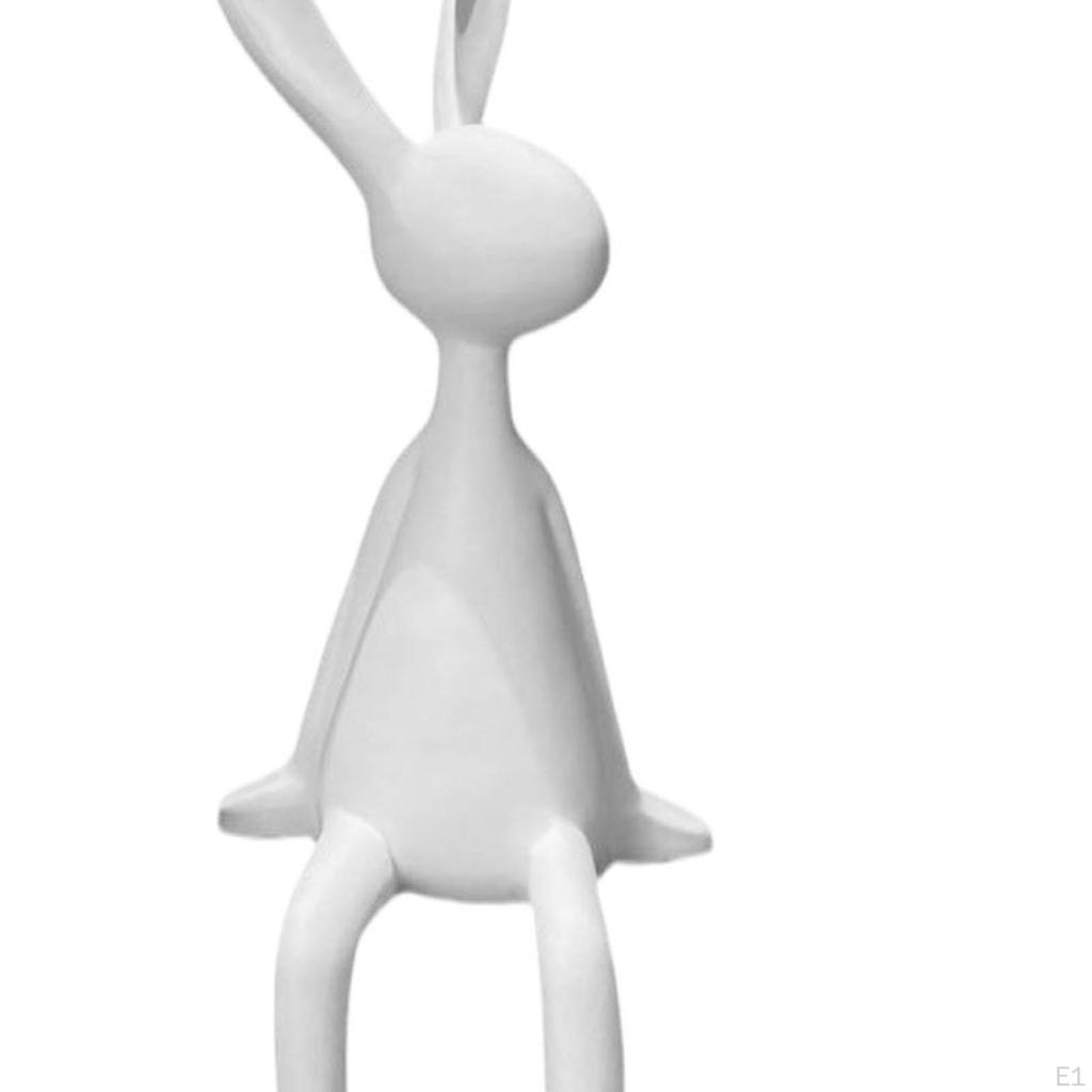 Sitting Bunny Statue Collection Sculpture for Entryway Shelf Living Room White