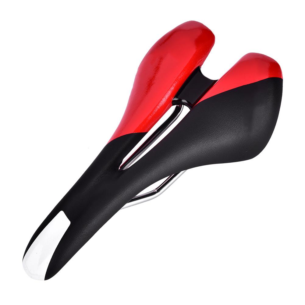 PU Lther   Cycling St Cushion Saddle For Mountain Road Bike(Red & Black)