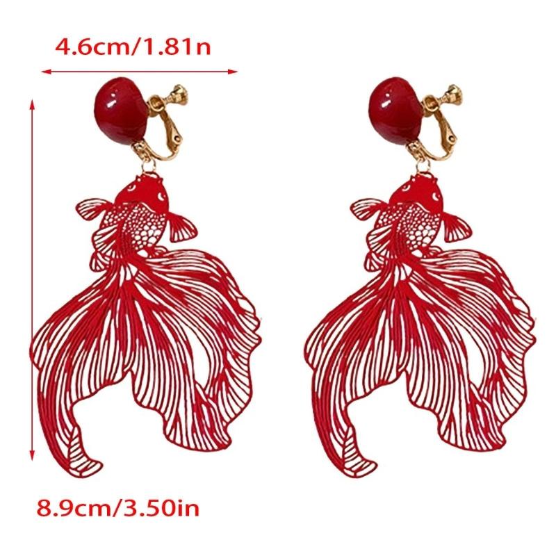 No Piercing Fish Hollow Ear Clips Round Acrylic Material Ear Accessory Secure Hold Comfortable for Long Term Wear