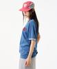 UNKNOWN PLANET [Unp] Pigment-Dyed Graphic Ringer T-Shirt Blue