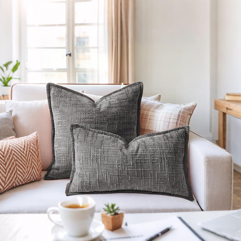 New Chenille Bamboo Joint Yarn Press-Edge Sofa Pillow A Simple And Comfortable Pillow Cushion Cover Premium Durable
