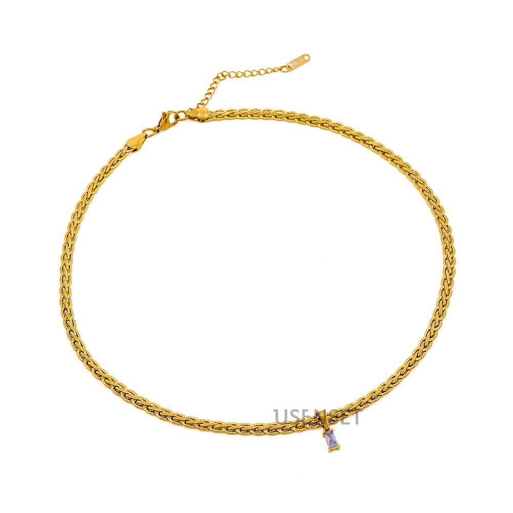 European & American Colorful Zircon Pendant Necklace with 18K Gold-Plated Copper Clavicle Chain - Women's Unique Design YS31