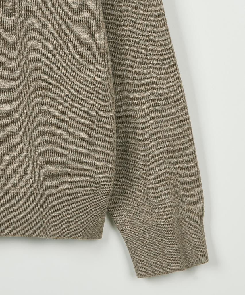 NODU Drain Henley Neck Knit [Beige]