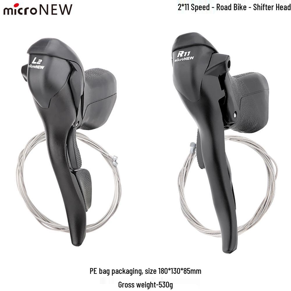 MicroNew Dual Control Road Bike Shifters: 2/3-speed Front, 7/8/9/10/11-speed Rear Derailleurs.