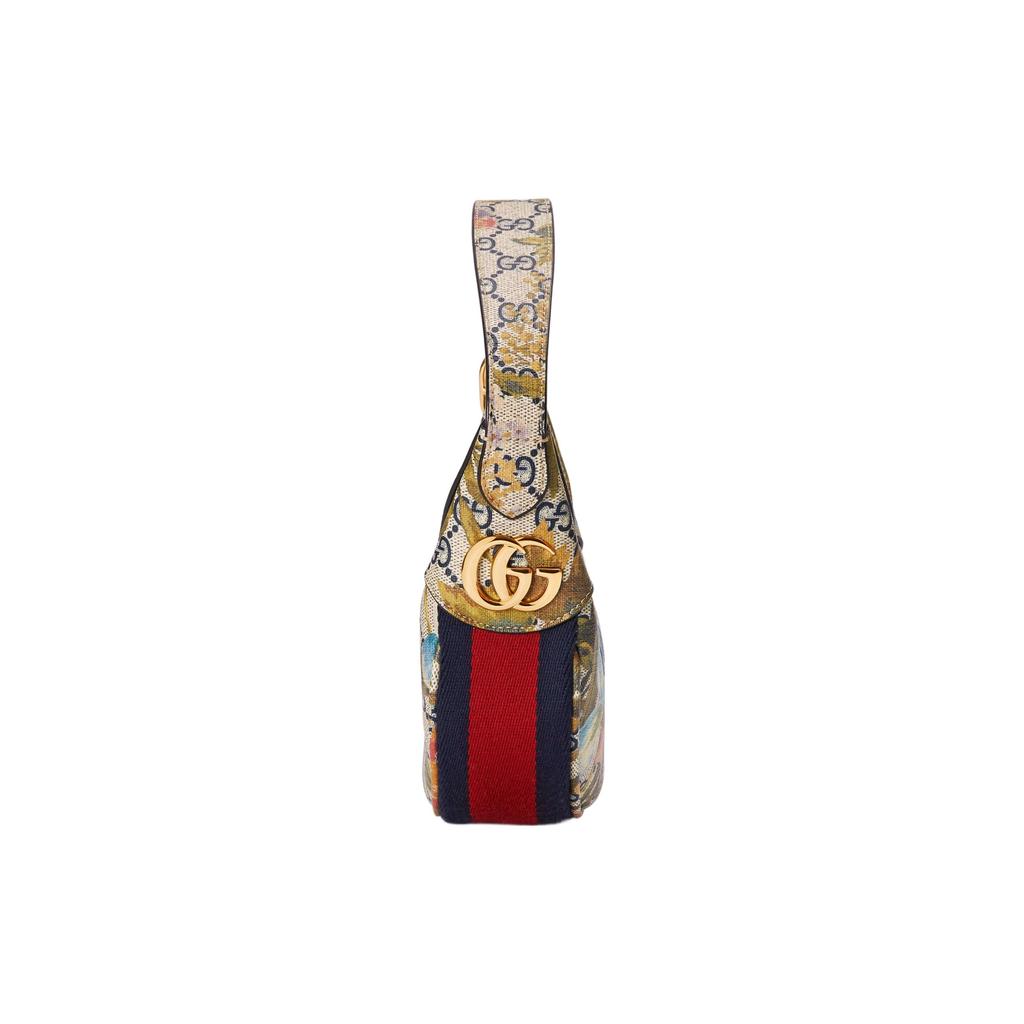 Gucci GG Supreme Floral Print Hobo Shoulder Bag With Gold Hardware For Women Daily Use