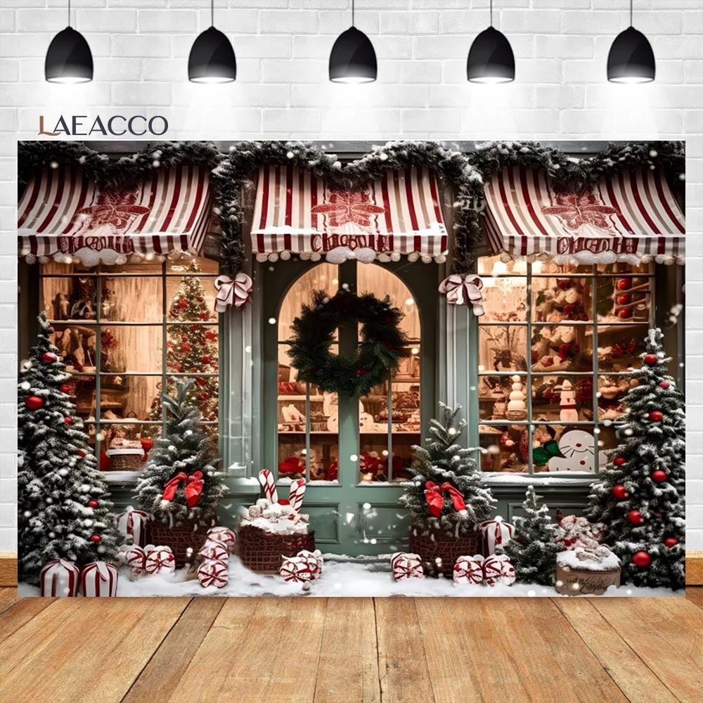 Laeacco Christmas Camper Pography Backdrop Winter Snowy Pine Trees Mini Bus Baby Birthday Family Holiday Portrait Background