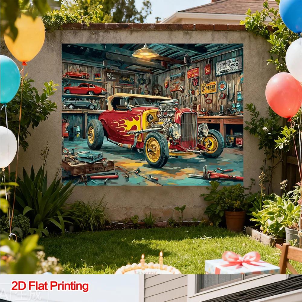 One 2D Flat-print Vintage Workshop Photography Background Made of Polyester Fabric Suitable for Home Garden and Studio.