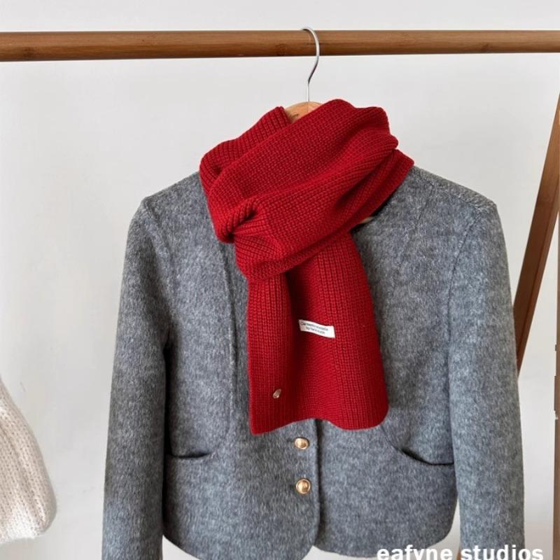 Sheep wool couple solid color knitted wool scarf women's autumn and winter value for money, thickened warm scarf