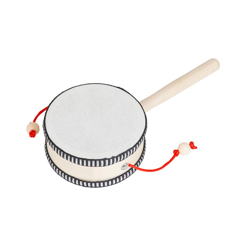 Orff 4-inch Traditional Rattle Drum Wooden Hand Drum Early Childhood Education Musical Toy Kids