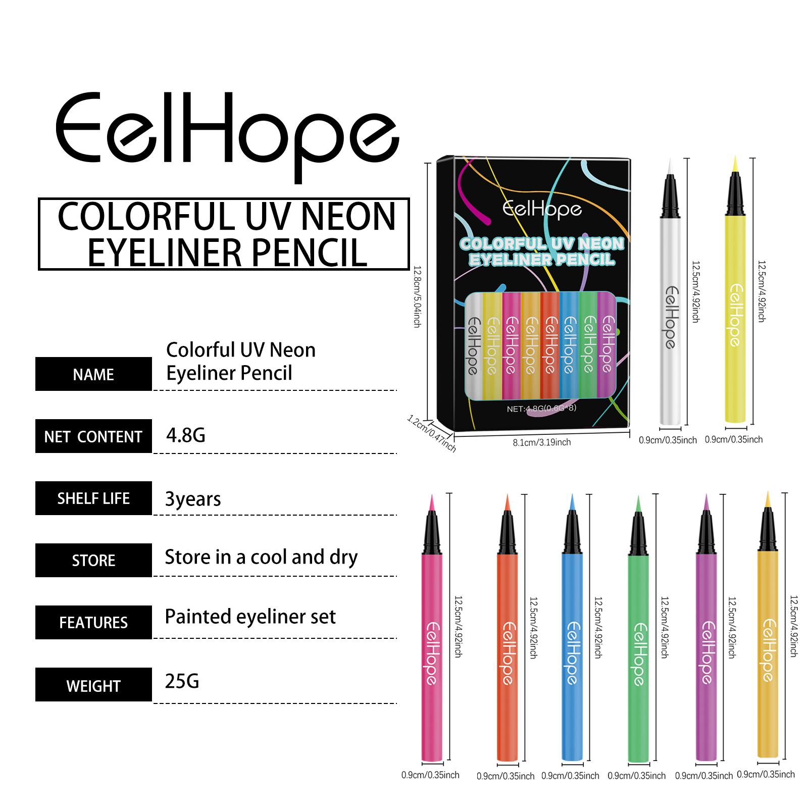 

8 Color Eyeliner Pencil UV Neon Liquid Eyeliner Waterproof Long-lasting High Pigmentation Night Luminous Makeup Pens Cosmetics 4.8