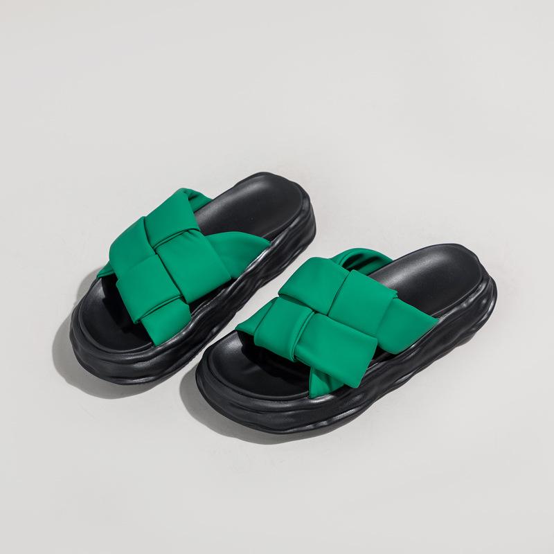 

Сланцы интернет-знаменитости женские летние 2025 лето новая мода толстая подошва популярные в этом году сандалии для выхода в свет взрыв 40 зелёный