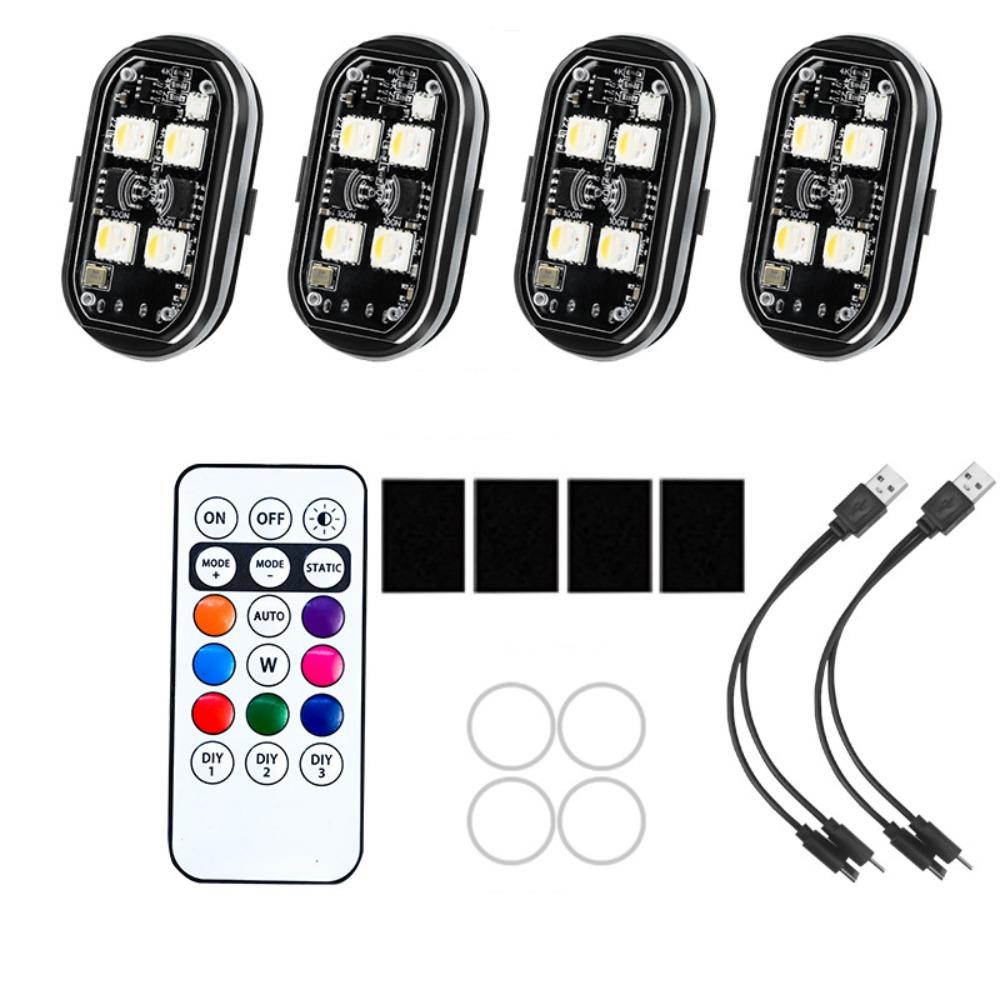 1/2/4/6pcs Anti-Collision Wireless LED Strobe Lights Rechargeable LED Warning Light