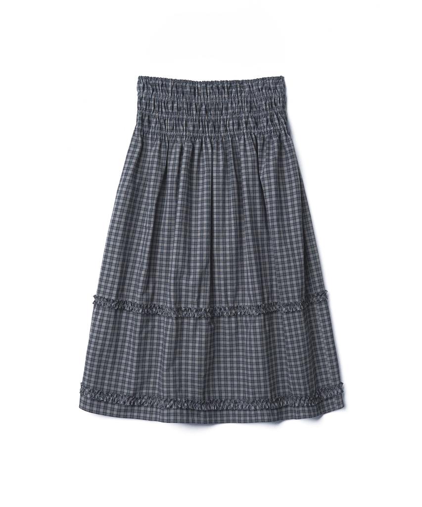 Tudment Check Tiered Skirt Navy