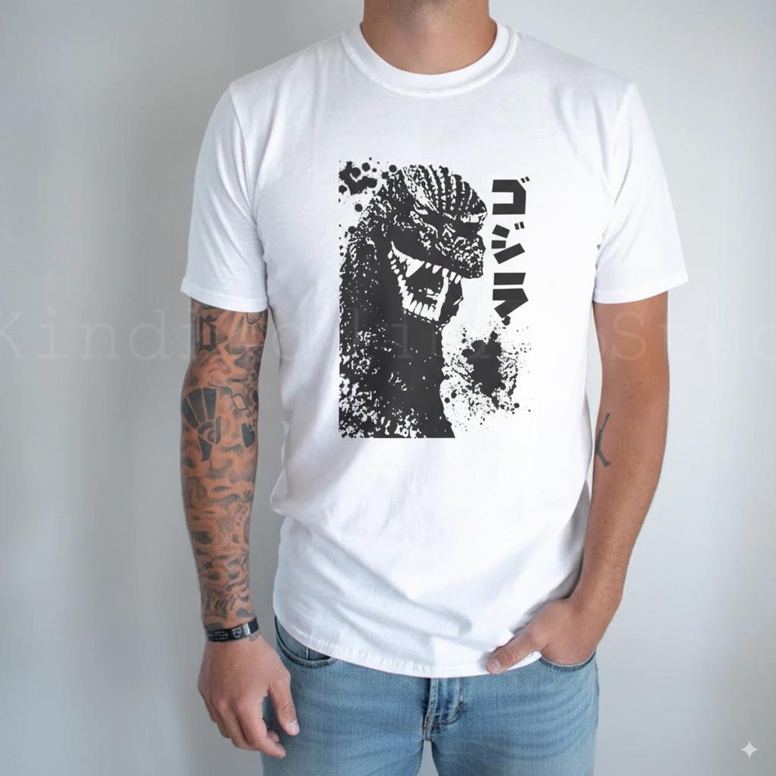 Godzilla Retro T-Shirt – Unisex Softstyle Graphic Tee, Japanese Kaiju Monster Gift L