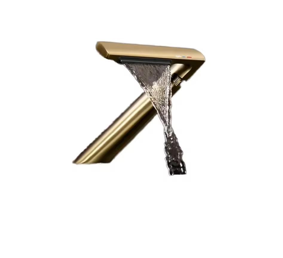 FEIDU Modern Single Handle Single Hole Brass Bathroom Washbasin Mixer Faucet with Ceramic Valve Core Deck Mounted Brushed Gold (Gold,Brushed Gold)