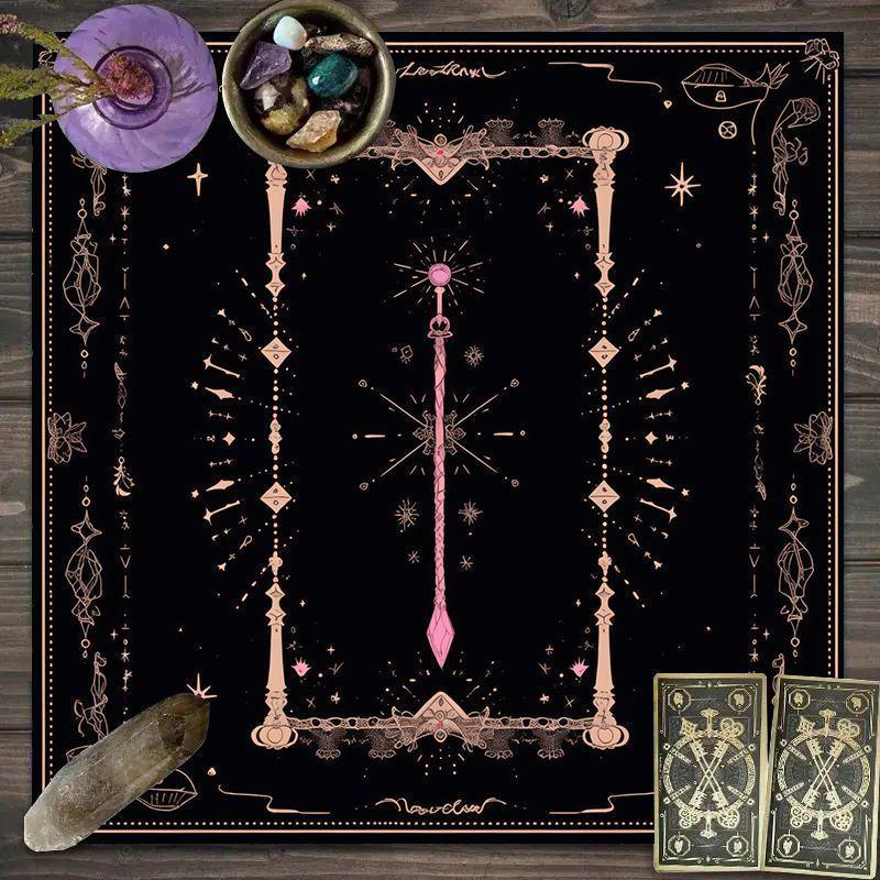Dark Style Tarot Star & Moon Mahjong Mat - Non-slip, Quick Dry, Stain-Resistant, Water Absorbent