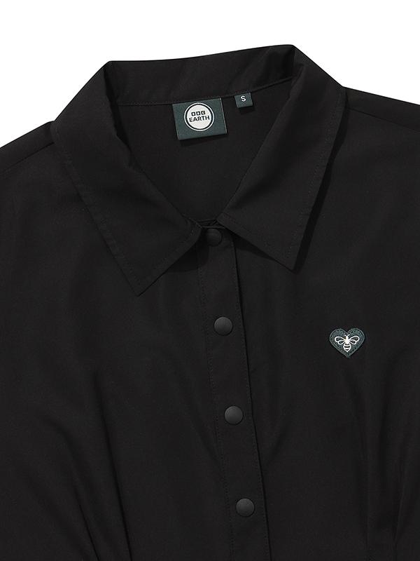 BBC EARTH W Knit Collar Point Woven Dress_Black