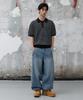 AGOD Collar Button Stripe Half Knit [Black]