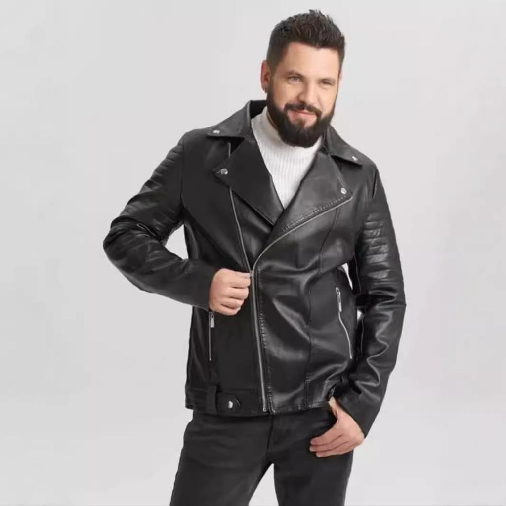 Autumn new European and American men's locomotive leather jacket pu men's leather jacket, coat