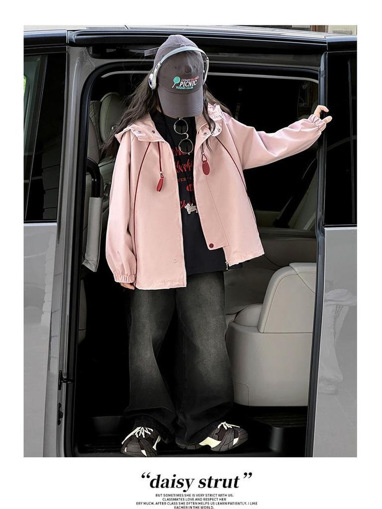 Modny dziewczęcy wiatrówka 2025 - Stylowa odzież wierzchnia jesienno-zimowa dla uczennic gimnazjum