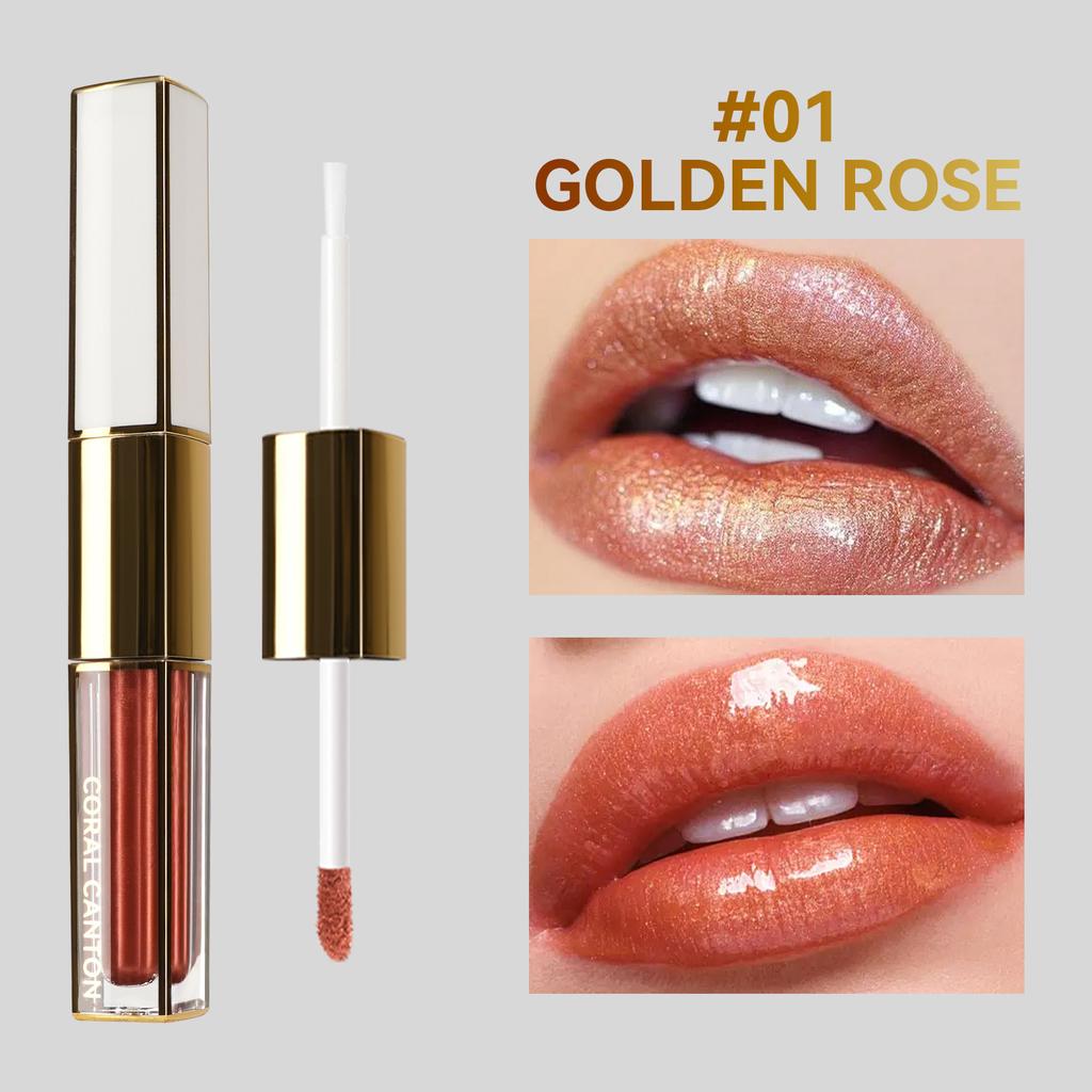 6-color Water-toned Double-head Lip Gloss Not Easy To Get Dipped In Cup Lipstick Multifunctional 2-in-1 Sexy Matte Nude Lip Gloss