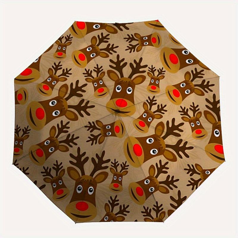 

1pc Reindeer Pattern Umbrella - 8-Rib Automatic Open/Close, Fashionable Compact Umbrella for Outdoor Adventures yy250813120
