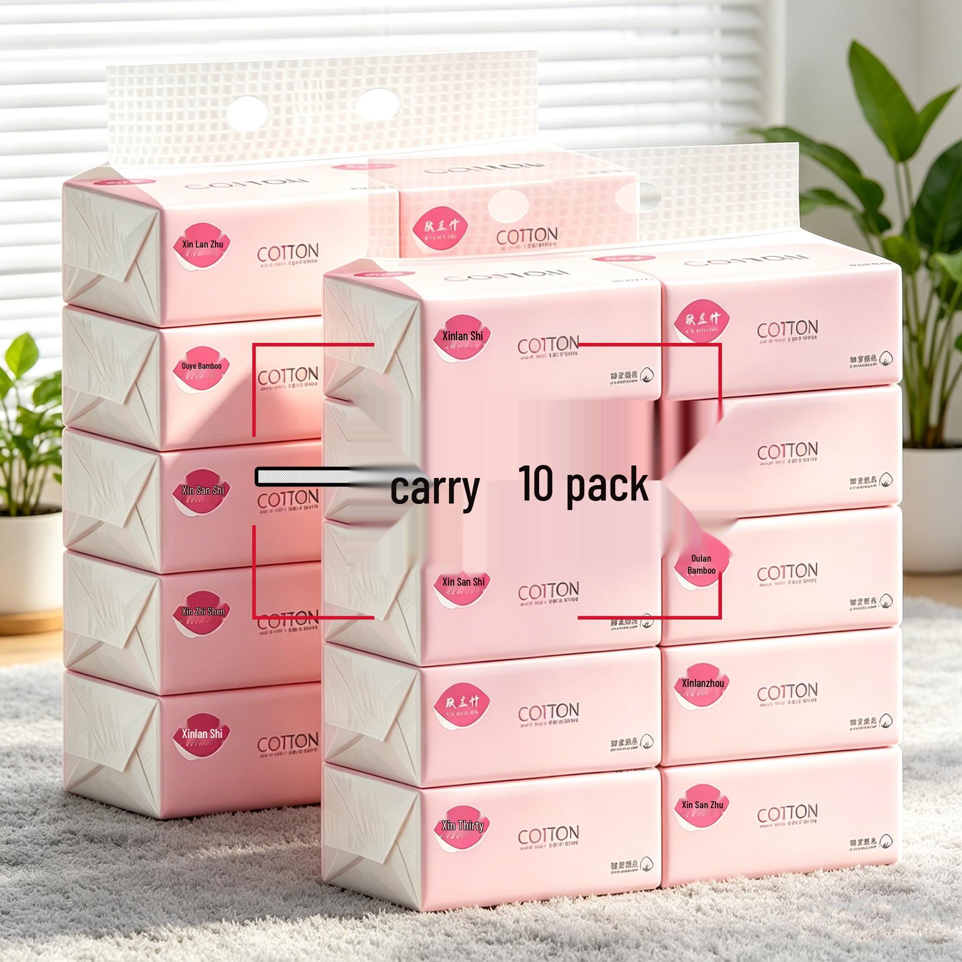 Compact Thickened Facial Tissue & Toilet Paper - Home & Commercial Use. One pack of 10