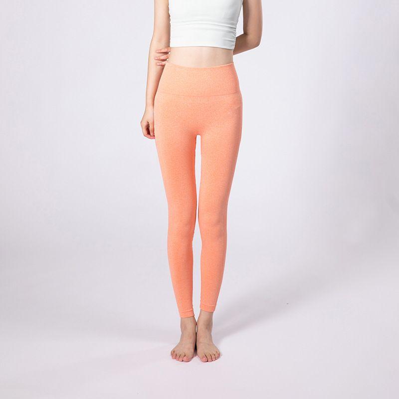 

LHY Smiling Face Sexy Stretch Yoga Pants Peach Hip Fitness Pants Women Buttock Lifting Tight Running Sports Slim up Pants Coral Orange L