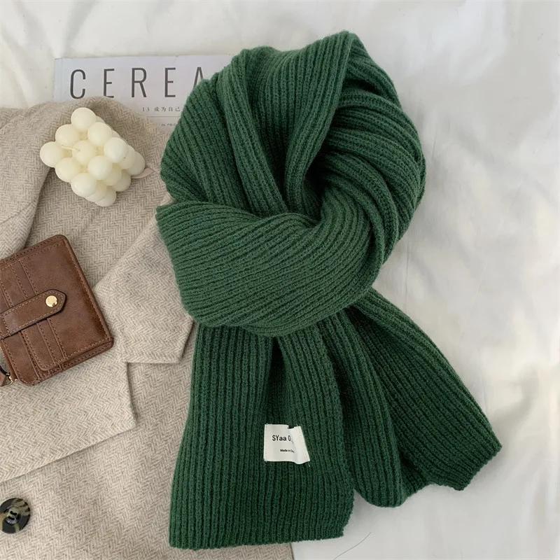 Winter Warm Knitted Wool Soft Scarf Women Solid Color Korean Fashion Style Skinny Autumn Winter Travel Casual Long Scarf New